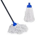 KeFanta Mop for Floor Cleaning,2 Pcs Cotton String Wet Mops Replacement Head Refill Compatible with Microfiber Cloth Mop & 0.8" Diameter Mop Handle(1 Handle & 2 Mop Heads)