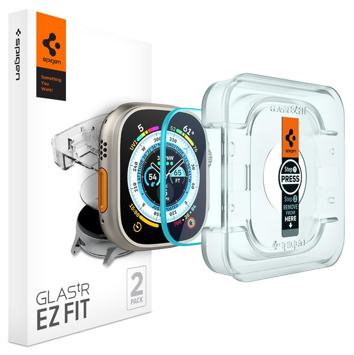 Spigen EZ Fit Tempered Glass Screen Protector for Apple Watch Ultra 2, Apple Watch Ultra (49mm) - 2 Pack
