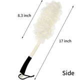 Jxicleang Back Scrubber for Shower, Back Loofah with Non-Slip Handle, Shower Loofah with Handle, Soft Nylon Mesh Sponge On a Stick for Men Women Elderly Kids (White)