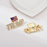 Crystal Trump Pins with The USA Flag,Rhinestone Trump Lapel Brooches Souvenir for United States of 2024 Presidential Election Trump Maga Merchandise