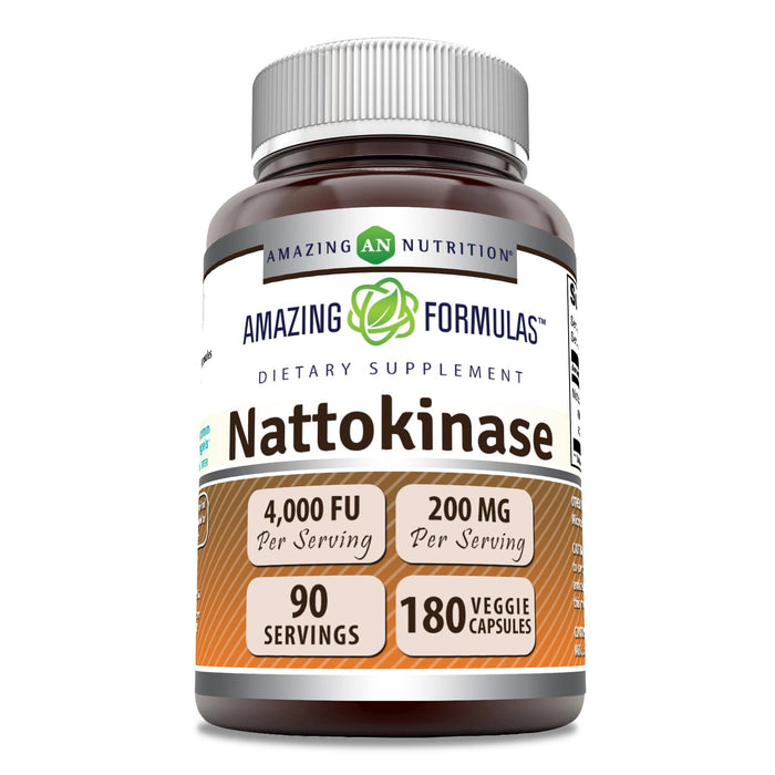 Amazing Formulas Nattokinase Dietary Supplement 100 mg Veggie Capsules Supplement | 2000 FU Enzyme Activity | Non-GMO | Gluten Free | Made in USA (180 Count)