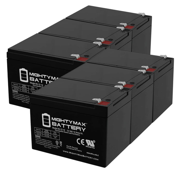 Mighty Max Battery ML12-12 - 12 Volt 12 AH SLA Battery F2 Terminal - Pack of 6