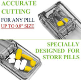 2PCS Pill Cutter for Small or Large Pills - The Best Multiple Pill Splitter Ever - Design in The USA - Doubles as a Pill Box - Not Suitable for Tiny Pills (Gray)