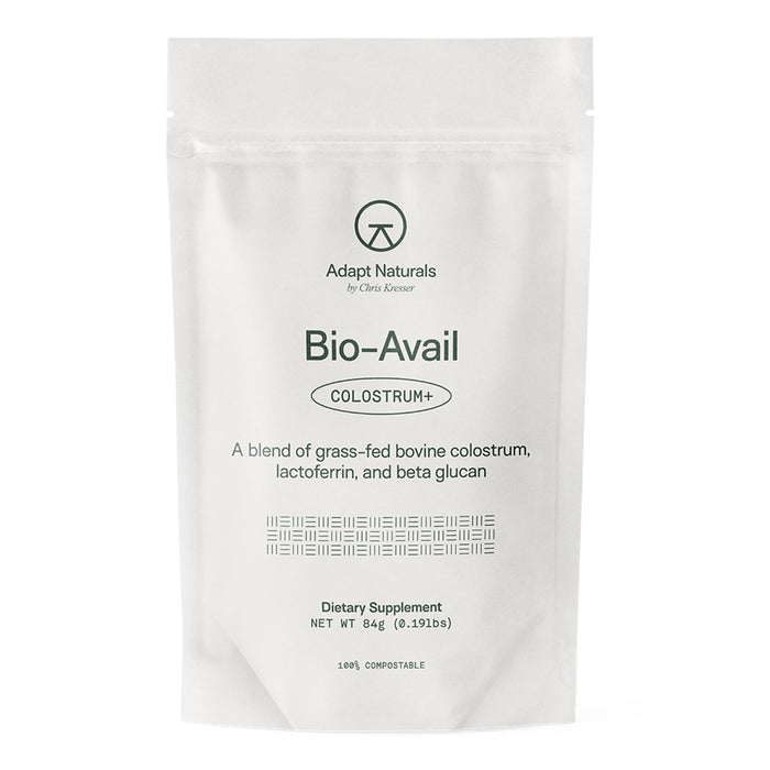 Adapt Naturals Bio-Avail Colostrum+ - Grass Fed Bovine Colostrum Powder 40% IgG, 2,500 mg - Lactoferrin, Beta Glucan - Gut Health, Immunity, Vitality - Non-GMO Colostrum Supplement