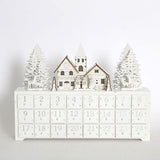 PIONEER-EFFORT Christmas Wooden Advent Calendar House with 24 Drawers Countdown to Christmas Decoration Fill Small Gifts for Kids (14.8'' x 3.1'' x10.6''., White)