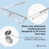 minrims Compact Reading Glasses - Foldable Reading Glass with Folding Magsafe Compatible Case for Men and Women(1.0 x)