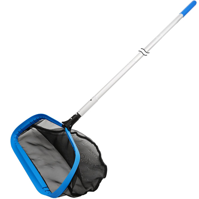17.5'' Self-repair Pool Net with Pole 10 Ft Thick Aluminum 8 Sections Detachable Pool Poles & Nylon Fine Mesh Netting Bag Wear Resistant Pool Skimmer Net Leaf Rake for Above Ground In-ground Pools