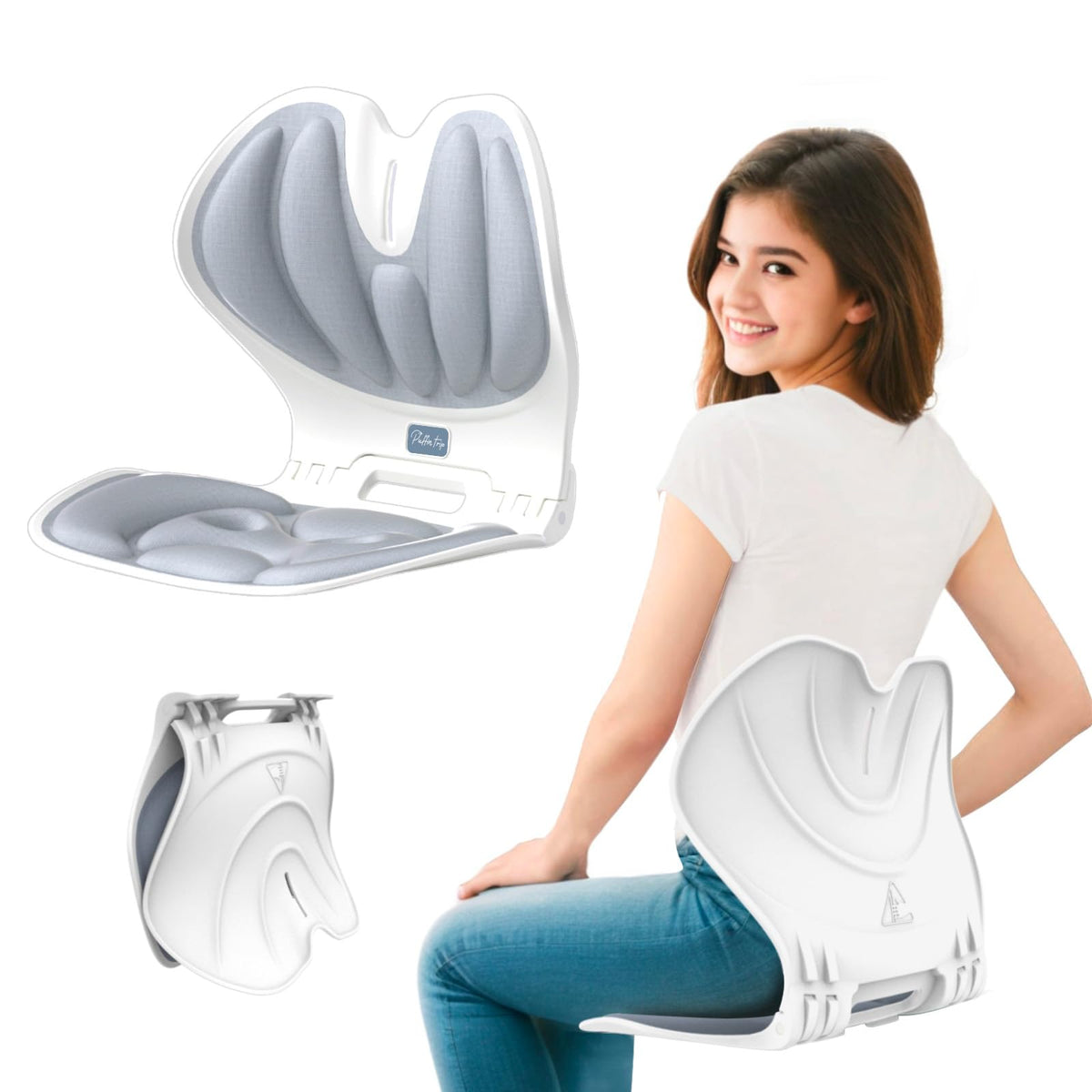 Foldable Lumbar Back Support Chair Ergonomic Curve for Posture Correct