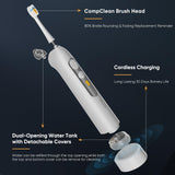 SOOCAS Neos | Electric Toothbrush with Water Flosser Cordless, 2-in-1 Brushing & Flossing Combo Electric Toothbrush for Adults, Built-in Water Tank, 40X Cleaning Effect 6 Settings