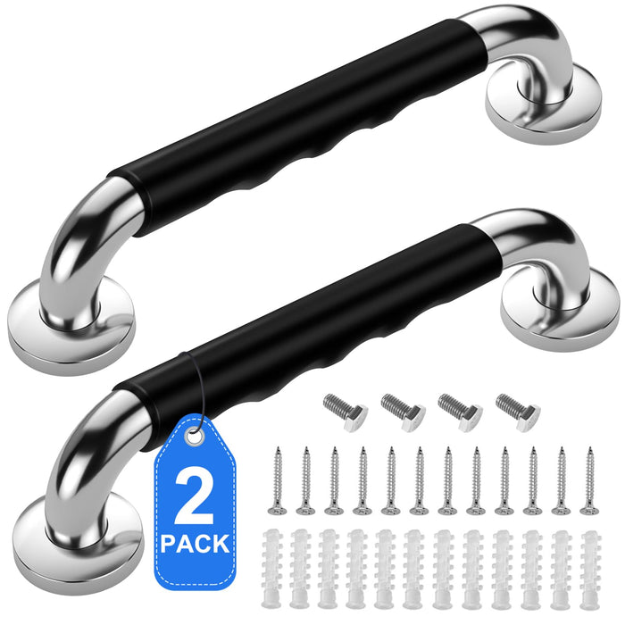 2 Pack 16 Inch Grab Bars for Bathtubs and Showers, Anti Slip Handicap Grab Bars for Shower, Safety Bath & Toilet Rail for Elderly Senior, Shower Handle Disability Assist Bathroom Handrail