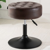 Furniliving Mid-Century Tufted Adjustable Swivel Makeup Ottoman Stool; Modern Big Size Round Vanity Stool Chair for Bedroom Living Room (BlackBrown)