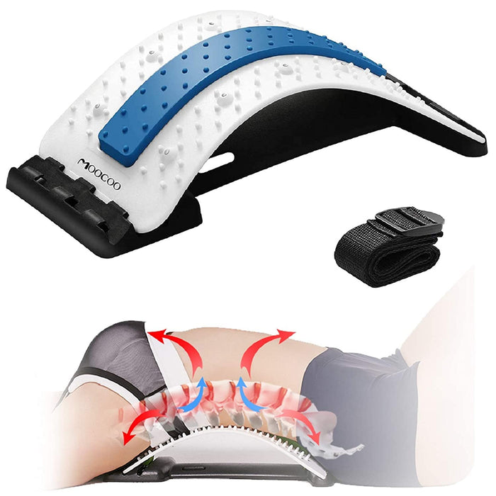 Moocoo Back Stretcher for Lower Back Pain Relief with Magnet, 3 Level Adjustable Back Cracker | Back Massager | Sciatica Pain Relief | Back Cracking Device | Spinal Decompression | Spine Corrrector