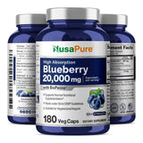 NusaPure Blueberry Concentrate 20,000mg - 180 Veggie Powder caps (Extract 30:1, 100% Vegetarian, Non-GMO)