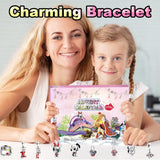 Christmas Advent Calendar 2024 with 2 Bracelets and 22 Unique Charms Jewelry Set Christmas Countdown Calendar for Kids Girls