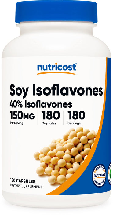 Nutricost Soy Isoflavones 150mg, 180 Veggie Capsules - Gluten Free, Non-GMO, Vegetarian Friendly