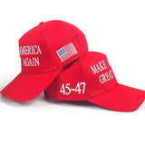 MAGA Hat Make America Great Again Donald Trump 45-47 with USA Flag Cap Adjustable 2024 Keep America Great Baseball Hat (Cotton, Red 45-47)