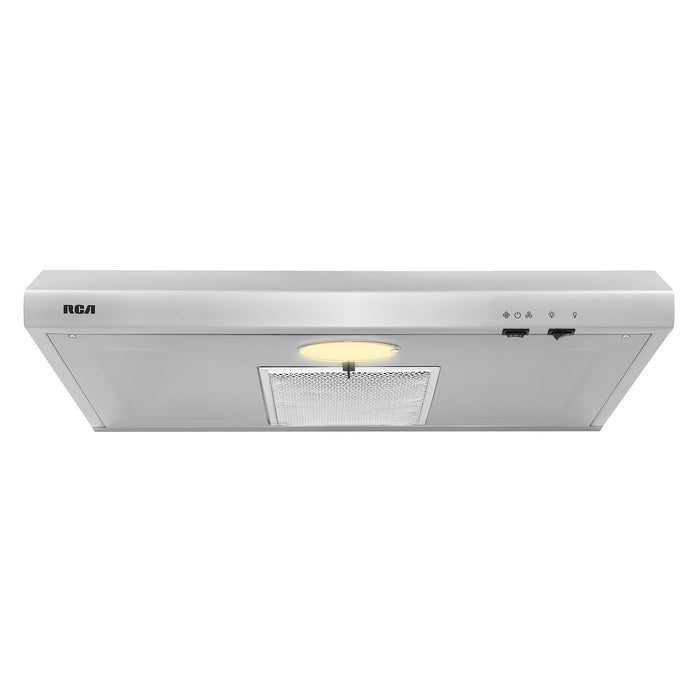 RCA R-RHUCC30SSS 30 in. Century Collection Ductless Under Cabinet Range Hood, Reusable Filter, Rocker Switch, Light, Stainless Steel