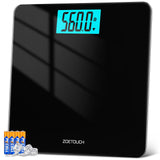 ZOETOUCH Scale for Body Weight 560lbs Digital High Capacity Bathroom Weighing Bath Scale for Heavy People Weigh Scale with Wide Platform Large LCD Display Batteries Included Black