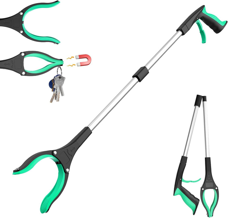 REWKCY Grabber Reacher, 31" Grabbers for Elderly Grab It Reaching Tool with 360° Rotating Jaw & 2 Magnets, Trash Picker Grabber Tool with Hanging Loop