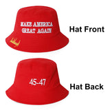 MAGA Bucket Hat,Trump 2024 Flat Top Cap Make America Great Again Donald Trump Slogan Cap Unisex Outdoor Sun Hat (New Red MAGA Bucket Hat)