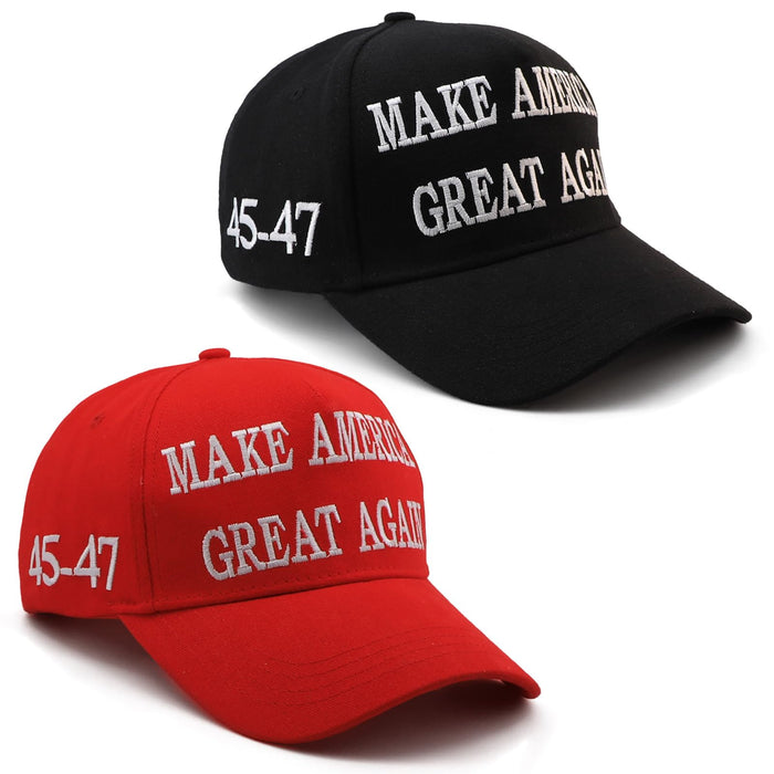 Nigua MAGA Hat, 2PCS 45-47 Trump 2024 Hat Make America Great Again Slogan Baseball Cap