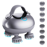 ZNNFEMAI Electric Scalp Massager Hair Growth, IPX7 Waterproof Rechargeable Head Massager Scalp Stress Relax, Portable Handheld Hair Scalp Massager with 8 Removable Massage Claws(Silver)