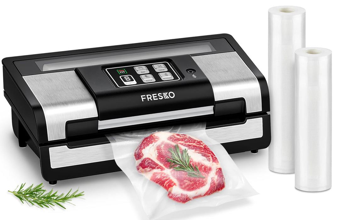 FRESKO Smart Vacuum Sealer Pro, Full Automatic Food Sealer Machine with Auto Dry/Moist Detection, Roll Bag and Built-in Cutter, Powerful Seal a Meal Sealer Machine for Food Stoarge and Saver