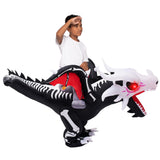 Spooktacular Creations Inflatable Costume for Kids, LED Light Eyes Dragon Skeleton Air Blow Up Costumes, Ride On Deluxe Costumes for Halloween Costume Parties(Up to 4ft7'')