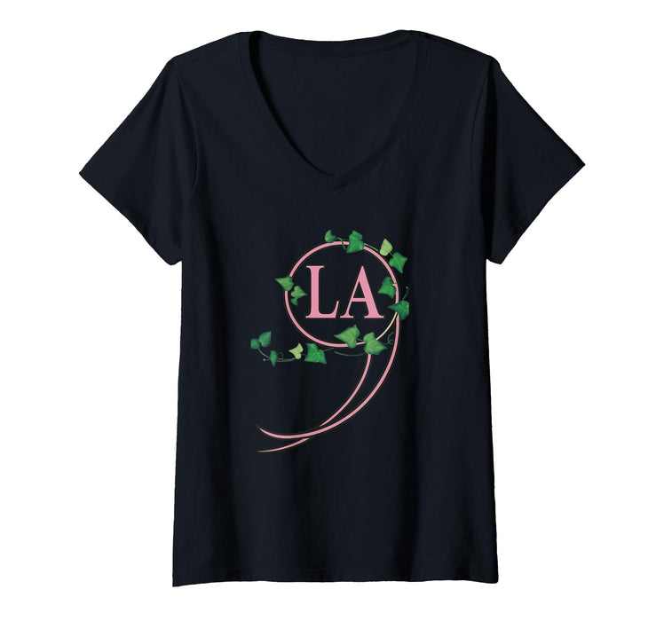 Womens Kamala Harris 2024 President Comma La Ivy Pink and Green V-Neck T-Shirt