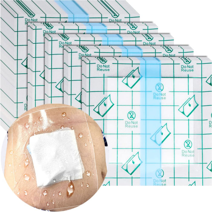 EaseToU Waterproof PD Dialysis Catheter Shower Cover 9x9 with No Glue On The Center, Peritoneal Dialysis PICC Line Chest Port Shower Protector Shield Island Bandage Dressing Accessories (Pack of 25)