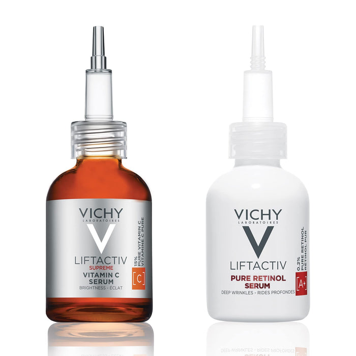 Vichy Vitamin C & Retinol Serum Duo | Anti-Aging Skin Care Set for Dark Spots, Wrinkles & Fine Lines | Skin Brightening & Firming