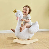 labebe - Plush Rocking Horse Wooden, Baby Riding Animal White Swan, Kid Ride On Toy for 1-3 Year Old, Girl&Boy Stuffed Rocking Animal Outdoor, Nursery/Infant/Child Christmas or Birthday Gift