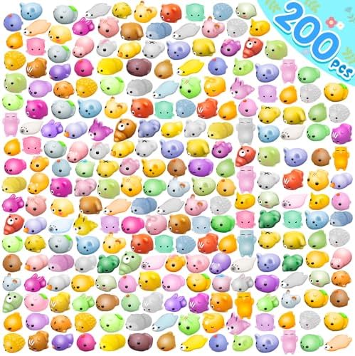 200 Pcs Mochi Squishy Toy, Mini Kawaii Squishies Bulk Sensory Fidget Toys Goody Bag Party Favors for Kids, Classroom Prizes Pinata Filler Carnival Stocking Stuffers Christmas Birthday Gifts