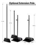 Broom and Dustpan Set for Home with 52" Long Handle, Standing Set for Home Kitchen Room Office Lobby Floor Cleaning