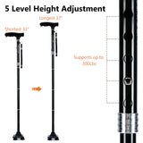 KAKICLAY Folding Walking Cane with LED Light for Women & Men - Foldable, Adjustable, Collapsible Lightweight Aluminum Walking Stick for Seniors & Adults