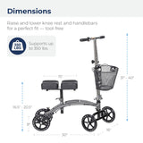 Drive Medical 796 Adjustable Height Steerable Knee Walker Knee Scooter Leg Walker Crutch Alternative, Dual Pad with Basket and Hand Brake 300 Pound Weight Cap