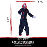 Haunted Hill Farm Life-Size Talking Clown Halloween Animatronic with Touch Activated Lights and Sound, Indoor or Covered Outdoor Scary Halloween Decorations, Battery Operated Fright Props