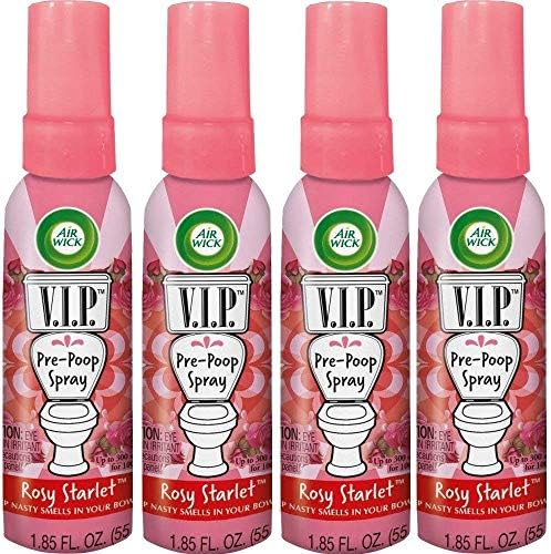 Air Wick V.I.P. Pre-Poop Toilet Spray | Rosy Starlet Scent | Contains Essential Oils | Travel Size Air Freshener | Up to 100 uses - 1.85 Ounce (Pack of 4)