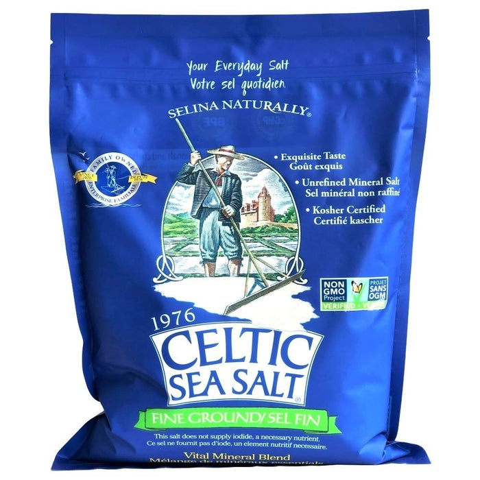 Fine Ground Classic Celtic Sea Salt – (1) 5 Pound Bag of Nutritious, , Great for Cooking, Baking, Pickling, Finishing and More, Pantry-Friendly, Gluten-Free, Kosher and Paleo-Friendly