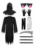 Nabobs Grim Reaper Costume Kids Scary Halloween Costumes for Boys Girls