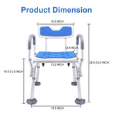 Hotodeal Shower Chair, Adjustable Height Shower Seat with Armrests and Backrest for Elderly, Disabled, Handicap, Pregnant, Tool-Free Install Support 300 lbs