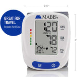 Mabis Digital Premium Wrist Blood Pressure Monitor with Automatic Wrist Cuff that Displays Blood Pressure, Pulse Rate and Irregular Heartbeat, Stores up to 120 Readings (Pack of 1)