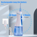 Water Dental Pik Flosser,Grinest 7 Modes Rechargeable Water Dental Pick for Teeth Cleaning Cordless Oral Irrigator Portable IPX7 Waterproof Tooth flossers for Home Travel-White