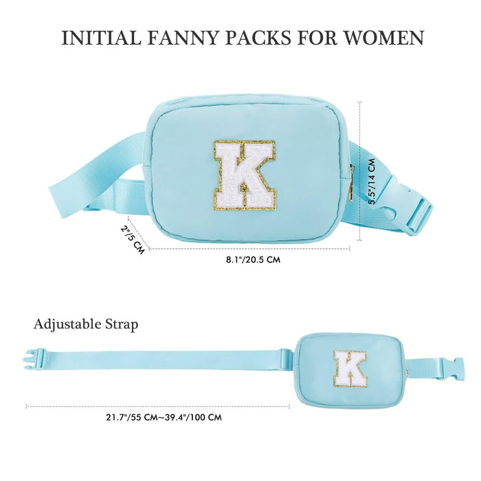 YOOLIFE Birthday Gifts for Women - 30th 40th 50th 60th 70th Birthday Gifts for Mom Daughter Her Freind Sister Girlfriend, Personalized Gifts Christmas Gifts, Initial Belt Bag Crossbody Bags, Blue S