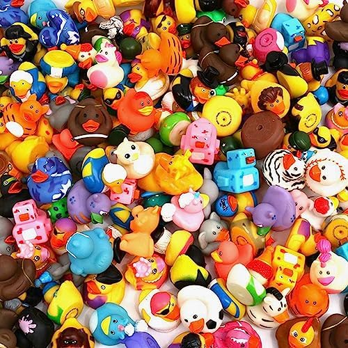 XY-WQ Rubber Duck 150 Pack for Jeeps Bath Toy Assortment - 2.3 Inch Bulk Floater Duck for Kids - Baby Showers Accessories - Party Favors, Birthdays, Bath Time, and More (50 Varieties)