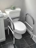 Vaunn Deluxe Folding Safety Toilet Rail, Adjustable and Foldable Toilet Safety Frame, Bathroom Handrail Assist Grab Bar Handle, Gray
