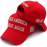 Trump 2024 45-47 MAGA Hat Make America Great Again Donald Trump Slogan with USA Flag Cap (Red MAGA Hat)