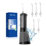 Water Dental Flosser Teeth Pick - medcodes Portable Cordless Oral Irrigator with USB Rechargeable Waterproof for Teeth, Gums, Braces Care and Home Travel (Black)