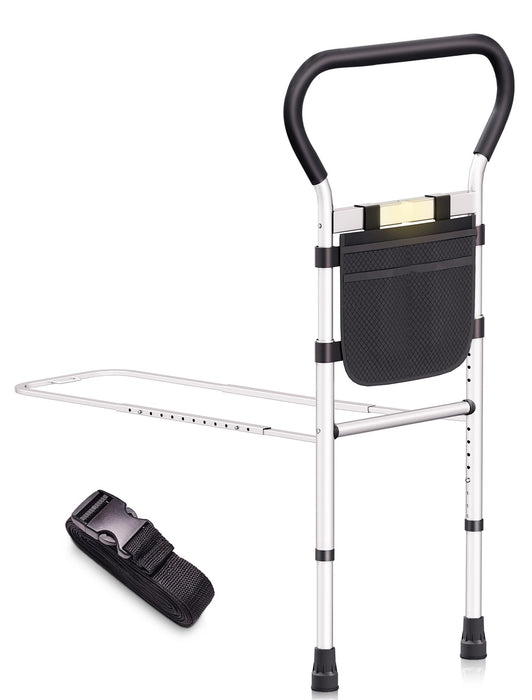 Large Bed Rails for Elderly Adults Safety, Super Stability Bed Assist Bar for Seniors, Anti-Fall Getting in and out of Bedside Rail, Adjustable Support Feet Bed Handles, Grab Bar Handrail Fits All Bed