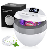 Ultrasonic Retainer Cleaner, 200ML Denture Cleaner for Mouthguard, Aligner and All Dental Appliance with 4 Digital Timer, 45kHz Diamond Cleaner for Rings Jewelry Cleaning, with Cleaning Basket